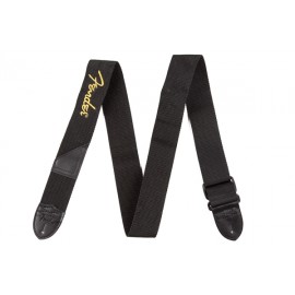 Fender® 2" Black Poly Strap w/ Yellow Fender® Logo