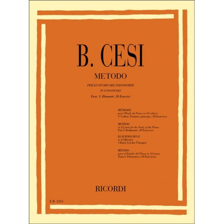 Cesi Metodo Per Lo Studio Del Pianoforte - Fasc. I