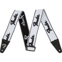 Fender® WeighLess™ 2" Running Logo Strap, White/Black