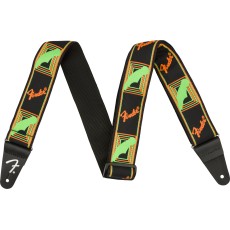 Fender® Neon Monogrammed Strap, Green and Orange, 2"