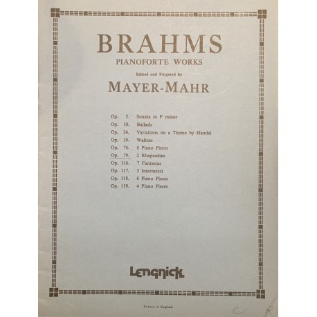 BRAHMS Pianoforte Works
