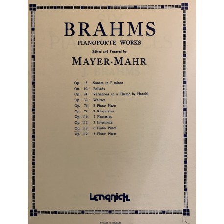BRAHMS Pianoforte Works