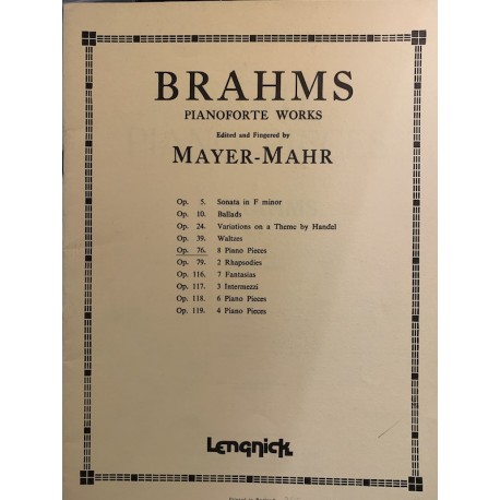 BRAHMS Pianoforte Works - Op.76