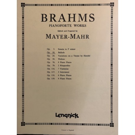 BRAHMS Pianoforte Works - Op.76