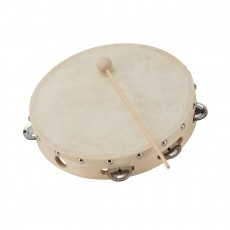 Soundsation ST1R-10 Tamburello in acero con pelle nat. e piattelli 10"