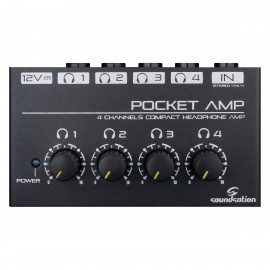 SOUNDSATION POCKET-AMP Mini amplificatore per cuffie a 4 canali c