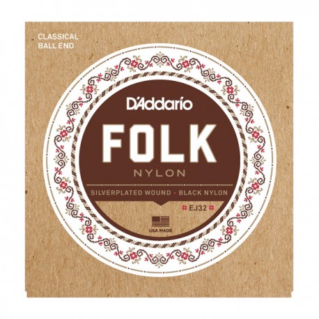 D'Addario EJ32 Folk Nylon, Ball End